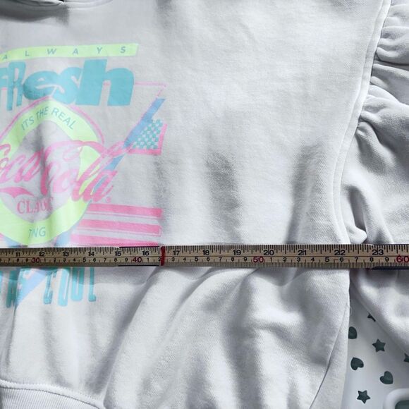 Coca Cola Cropped Pastel Sweatshirt Hoodie with puffy sleeves SZ L - Picture 6 of 7